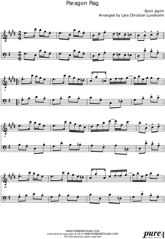 Product picture Paragon Rag Pure Sheet Music Duet for Baritone Saxophone and Cello, Arranged by Lars Christian Lundholm