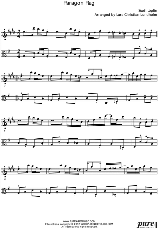 Product picture Paragon Rag Pure Sheet Music Duet for Baritone Saxophone and Viola, Arranged by Lars Christian Lundholm