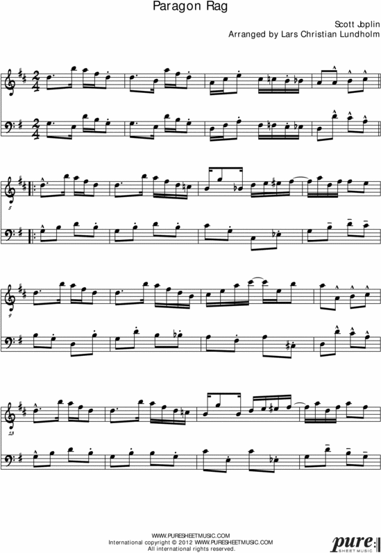 Product picture Paragon Rag Pure Sheet Music Duet for F Instrument and Double Bass, Arranged by Lars Christian Lundholm