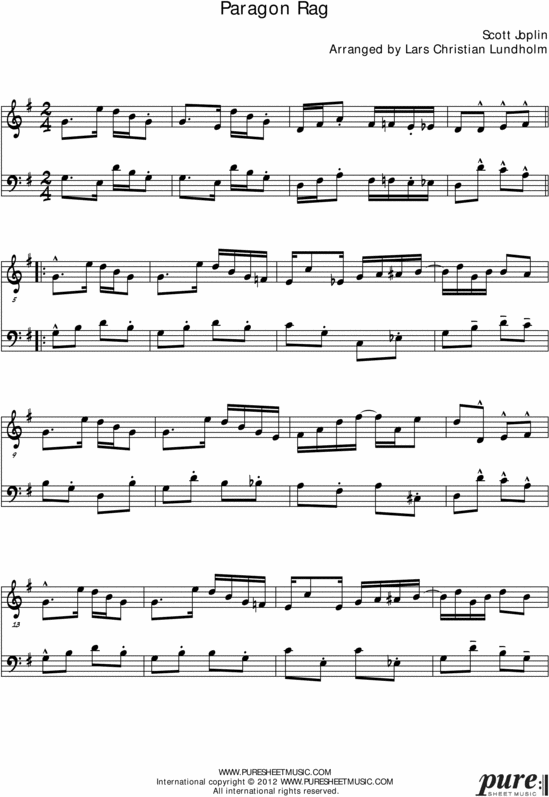 Product picture Paragon Rag Pure Sheet Music Duet for Flute and Accordion, Arranged by Lars Christian Lundholm