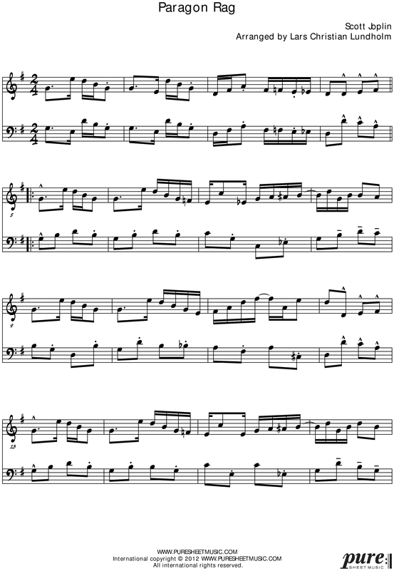 Product picture Paragon Rag Pure Sheet Music Duet for Flute and Trombone, Arranged by Lars Christian Lundholm