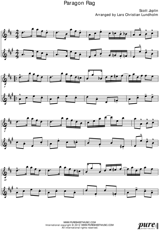 Product picture Paragon Rag Pure Sheet Music Duet for French Horn and Bb Instrument, Arranged by Lars Christian Lundholm