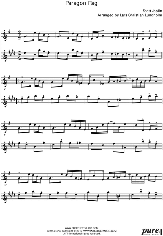 Product picture Paragon Rag Pure Sheet Music Duet for Oboe and Eb Instrument, Arranged by Lars Christian Lundholm