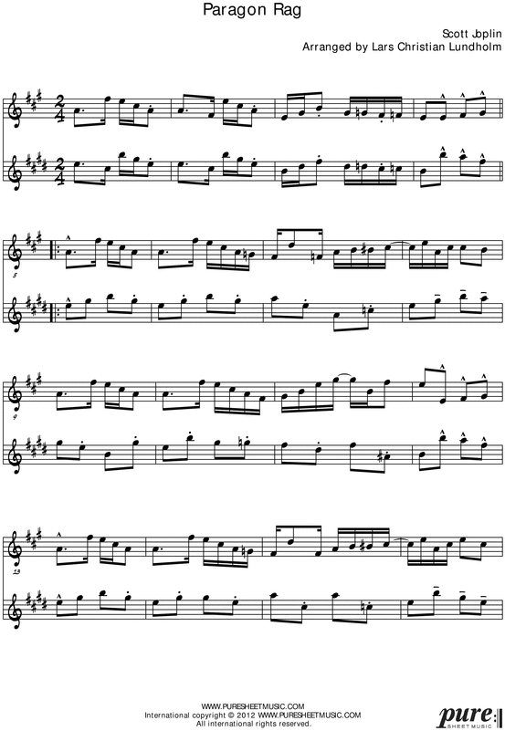 Product picture Paragon Rag Pure Sheet Music Duet for Tenor Saxophone and Eb Instrument, Arranged by Lars Christian Lundholm