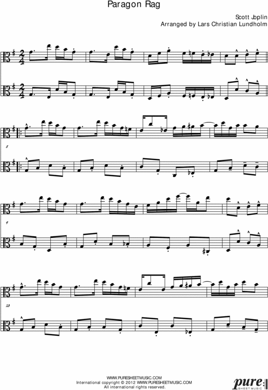 Product picture Paragon Rag Pure Sheet Music Duet for Viola Duo, Arranged by Lars Christian Lundholm