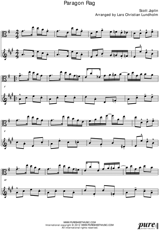 Product picture Paragon Rag Pure Sheet Music Duet for Viola and Bb Instrument, Arranged by Lars Christian Lundholm