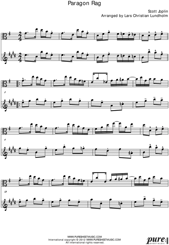 Product picture Paragon Rag Pure Sheet Music Duet for Viola and Eb Instrument, Arranged by Lars Christian Lundholm