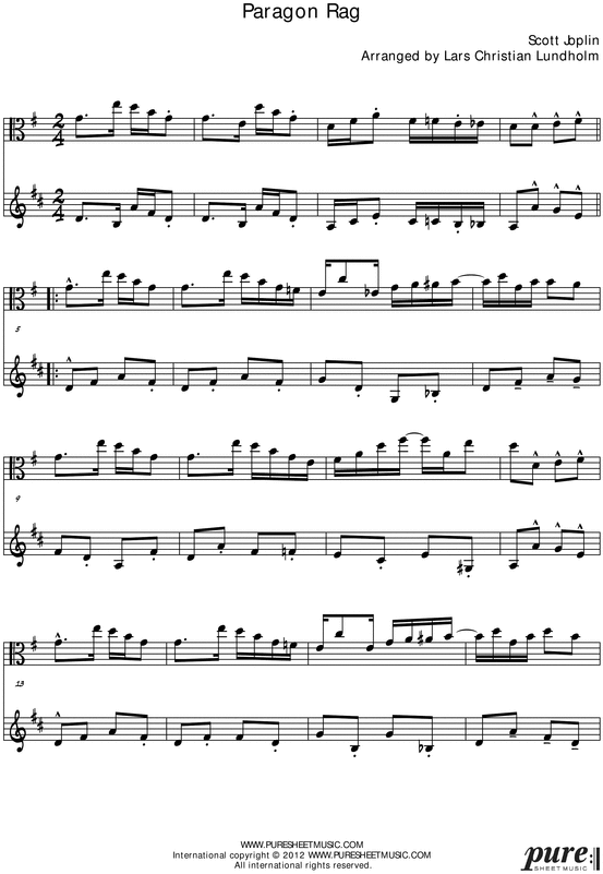 Product picture Paragon Rag Pure Sheet Music Duet for Viola and French Horn, Arranged by Lars Christian Lundholm
