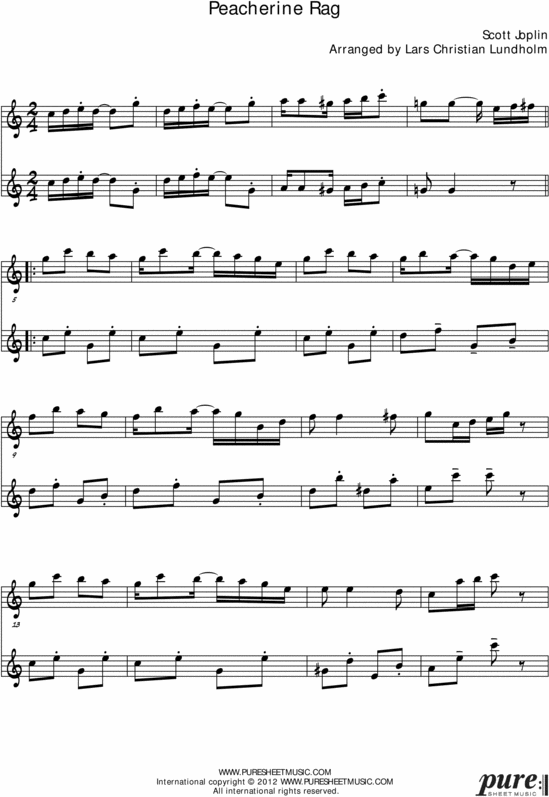 Product picture Peacherine Rag Pure Sheet Music Duet for Baritone Saxophone and Eb Instrument, Arranged by Lars Christian Lundholm