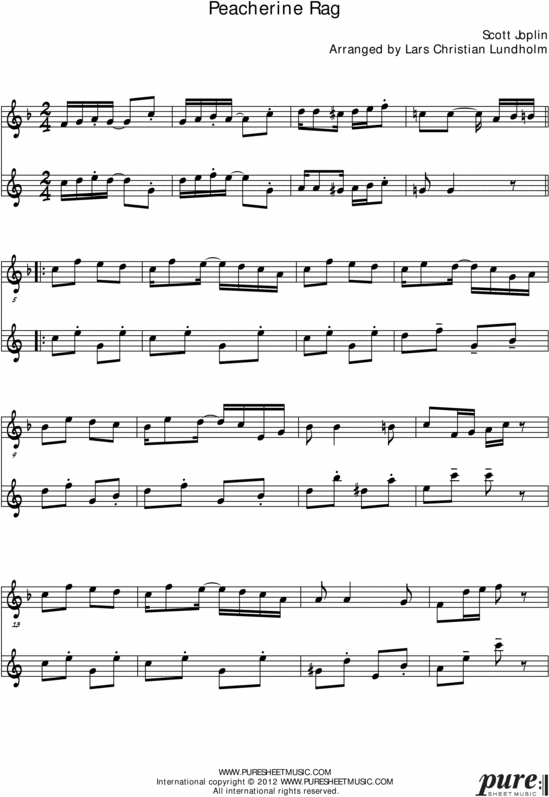 Product picture Peacherine Rag Pure Sheet Music Duet for Bb Instrument and Baritone Saxophone, Arranged by Lars Christian Lundholm