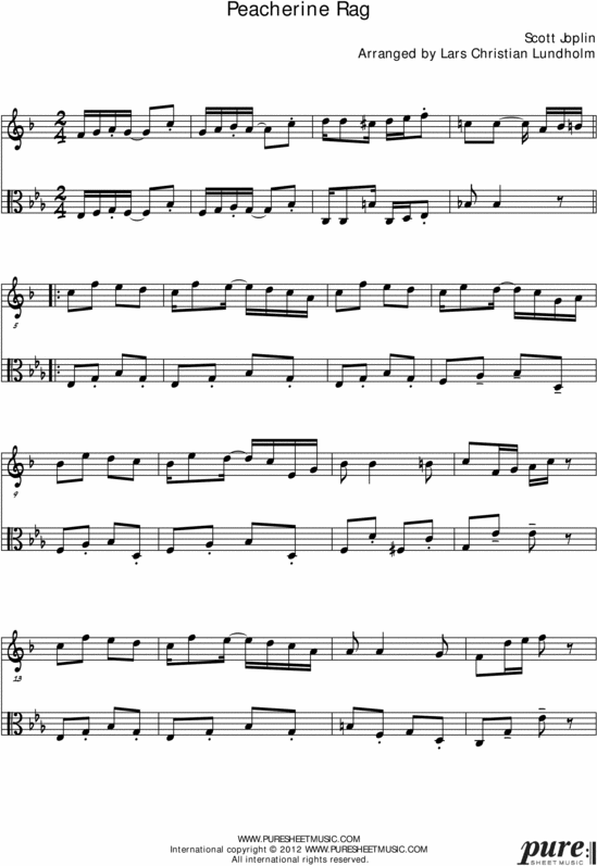 Product picture Peacherine Rag Pure Sheet Music Duet for Bb Instrument and Viola, Arranged by Lars Christian Lundholm
