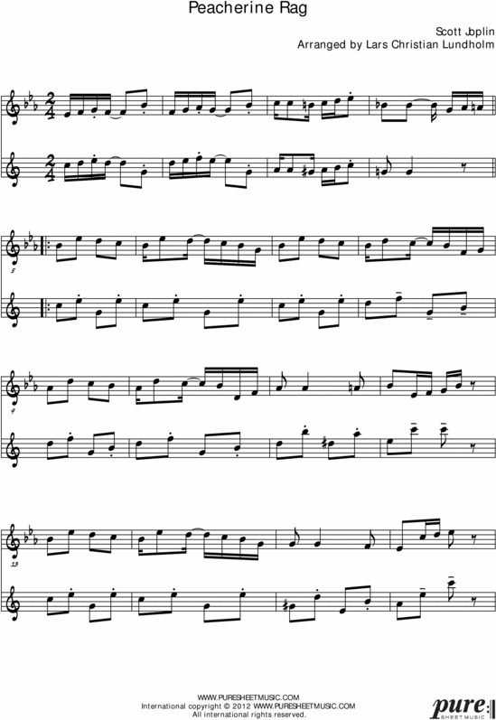 Product picture Peacherine Rag Pure Sheet Music Duet for Cello and Baritone Saxophone, Arranged by Lars Christian Lundholm