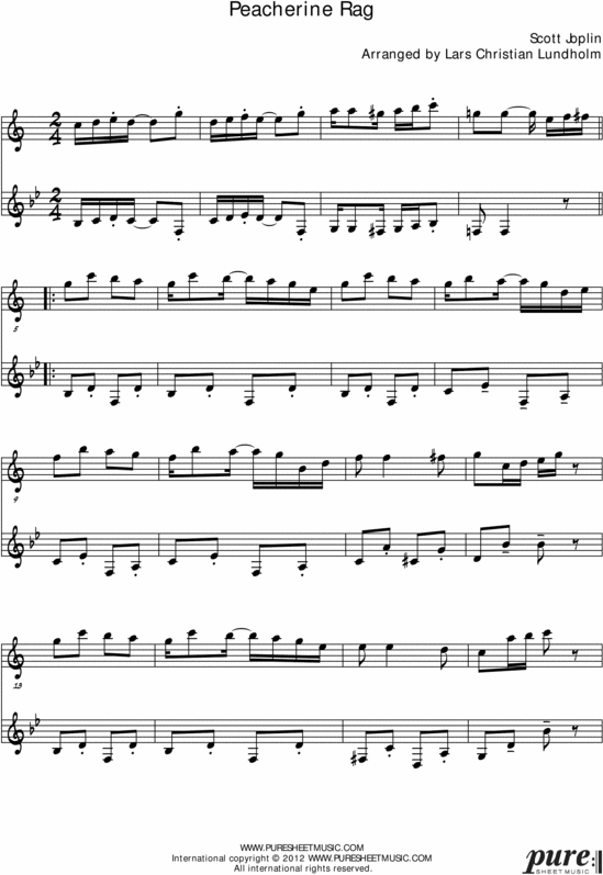 Product picture Peacherine Rag Pure Sheet Music Duet for Eb Instrument and French Horn, Arranged by Lars Christian Lundholm