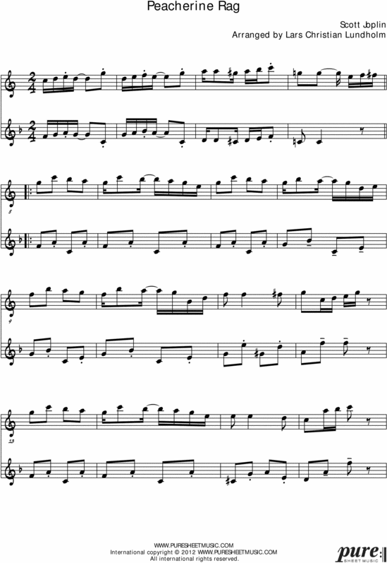 Product picture Peacherine Rag Pure Sheet Music Duet for Eb Instrument and Tenor Saxophone, Arranged by Lars Christian Lundholm