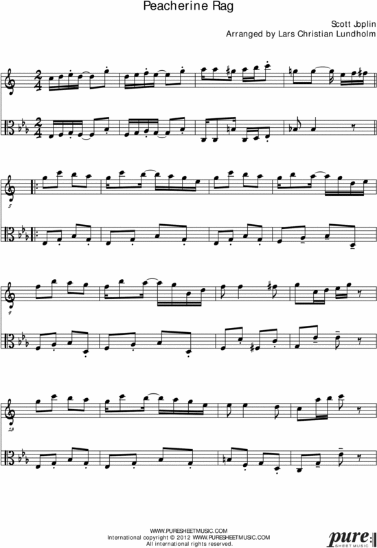 Product picture Peacherine Rag Pure Sheet Music Duet for Eb Instrument and Viola, Arranged by Lars Christian Lundholm