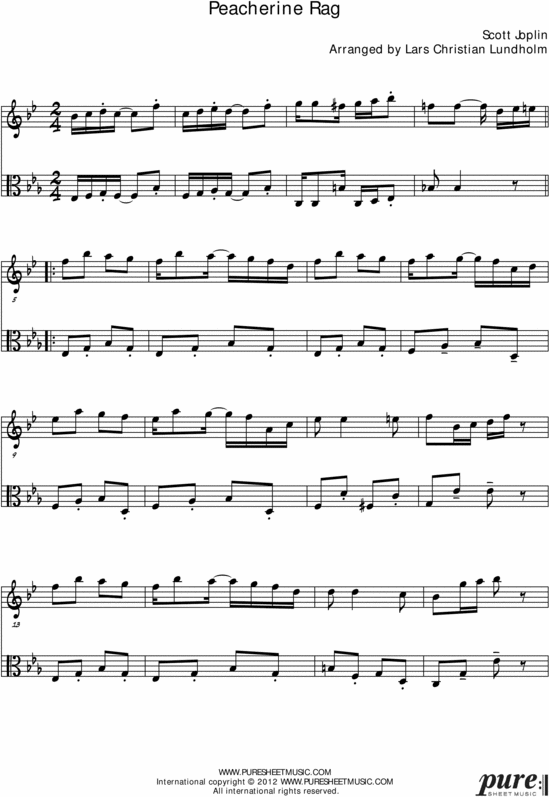 Product picture Peacherine Rag Pure Sheet Music Duet for English Horn and Viola, Arranged by Lars Christian Lundholm