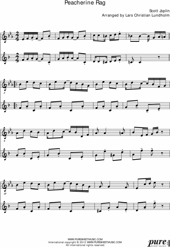 Product picture Peacherine Rag Pure Sheet Music Duet for Flute and Bb Instrument, Arranged by Lars Christian Lundholm