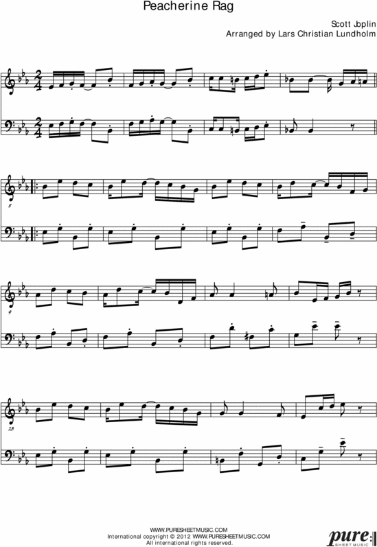 Product picture Peacherine Rag Pure Sheet Music Duet for Flute and Double Bass, Arranged by Lars Christian Lundholm