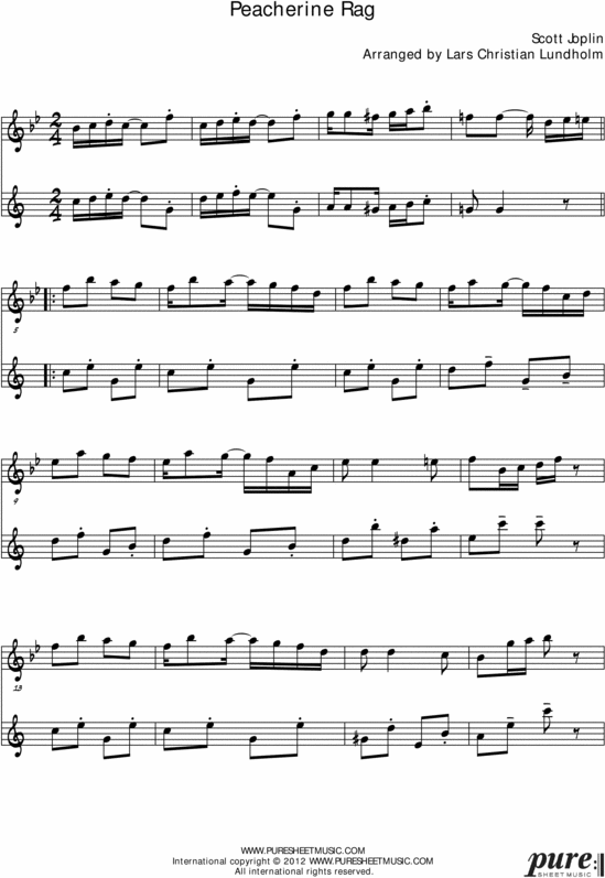 Product picture Peacherine Rag Pure Sheet Music Duet for French Horn and Baritone Saxophone, Arranged by Lars Christian Lundholm