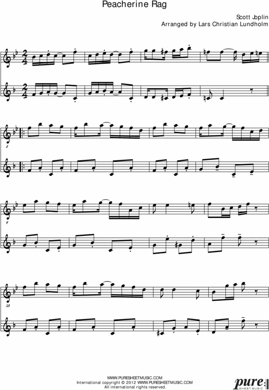 Product picture Peacherine Rag Pure Sheet Music Duet for French Horn and Bb Instrument, Arranged by Lars Christian Lundholm