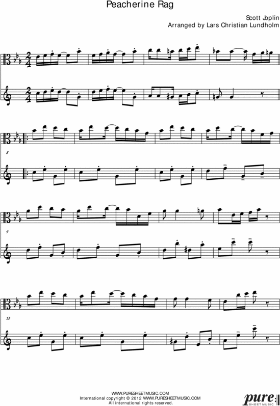 Product picture Peacherine Rag Pure Sheet Music Duet for Viola and Eb Instrument, Arranged by Lars Christian Lundholm