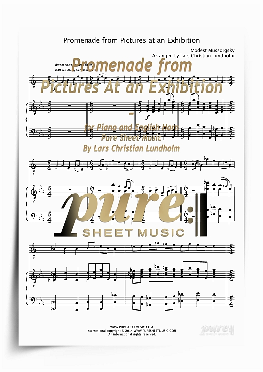 Product picture Promenade from Pictures At an Exhibition for Piano and English Horn (PDF file), Pure Sheet Music arranged by Lars Christian Lundholm