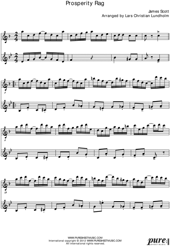 Product picture Prosperity Rag Pure Sheet Music Duet for Alto Saxophone and Tenor Saxophone, Arranged by Lars Christian Lundholm