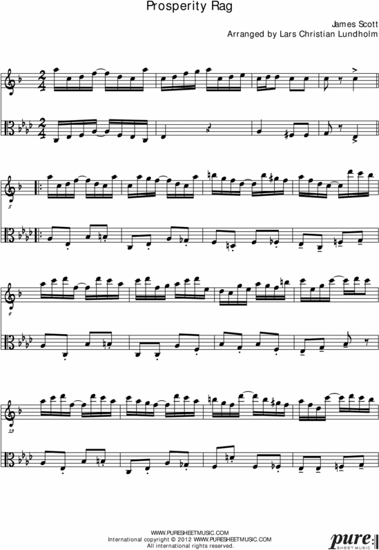 Product picture Prosperity Rag Pure Sheet Music Duet for Alto Saxophone and Viola, Arranged by Lars Christian Lundholm