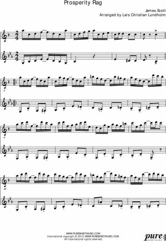 Product picture Prosperity Rag Pure Sheet Music Duet for Baritone Saxophone and F Instrument, Arranged by Lars Christian Lundholm