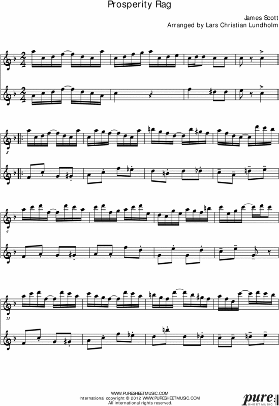 Product picture Prosperity Rag Pure Sheet Music Duet for Eb Instrument Duo, Arranged by Lars Christian Lundholm