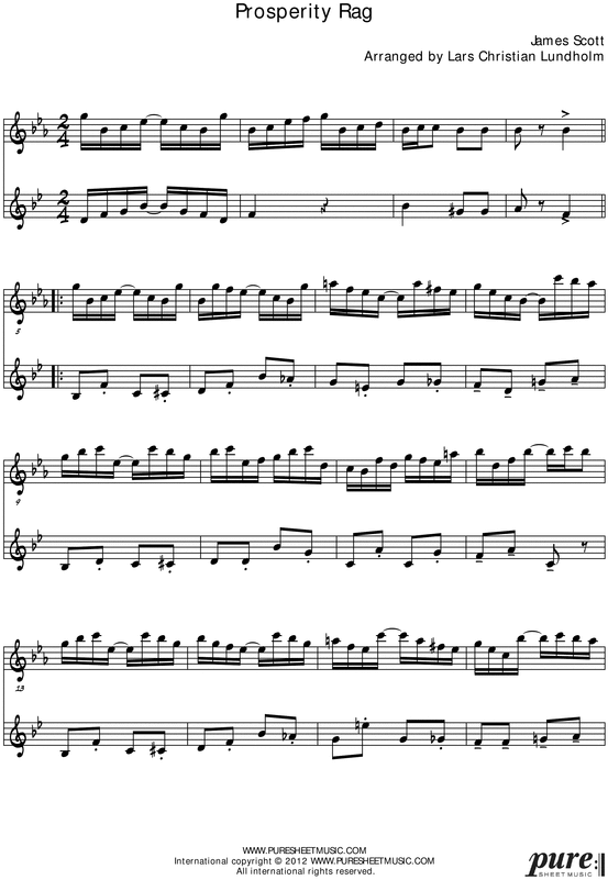 Product picture Prosperity Rag Pure Sheet Music Duet for F Instrument and Bb Instrument, Arranged by Lars Christian Lundholm