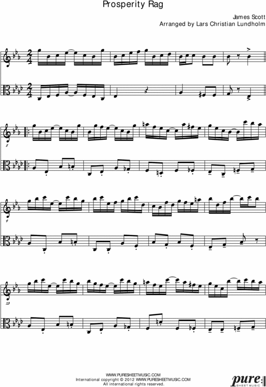 Product picture Prosperity Rag Pure Sheet Music Duet for F Instrument and Viola, Arranged by Lars Christian Lundholm
