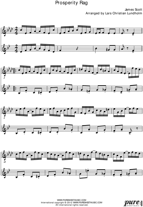 Product picture Prosperity Rag Pure Sheet Music Duet for Flute and Tenor Saxophone, Arranged by Lars Christian Lundholm