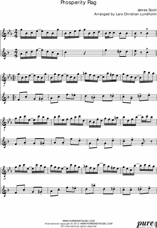 Product picture Prosperity Rag Pure Sheet Music Duet for French Horn and Eb Instrument, Arranged by Lars Christian Lundholm