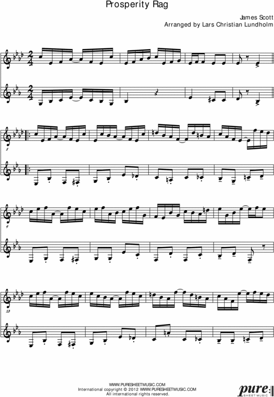 Product picture Prosperity Rag Pure Sheet Music Duet for Guitar and French Horn, Arranged by Lars Christian Lundholm