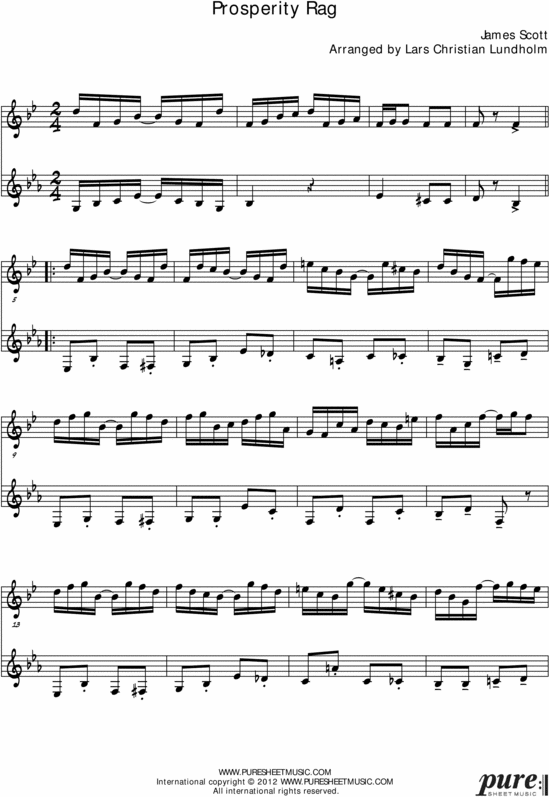 Product picture Prosperity Rag Pure Sheet Music Duet for Tenor Saxophone and F Instrument, Arranged by Lars Christian Lundholm