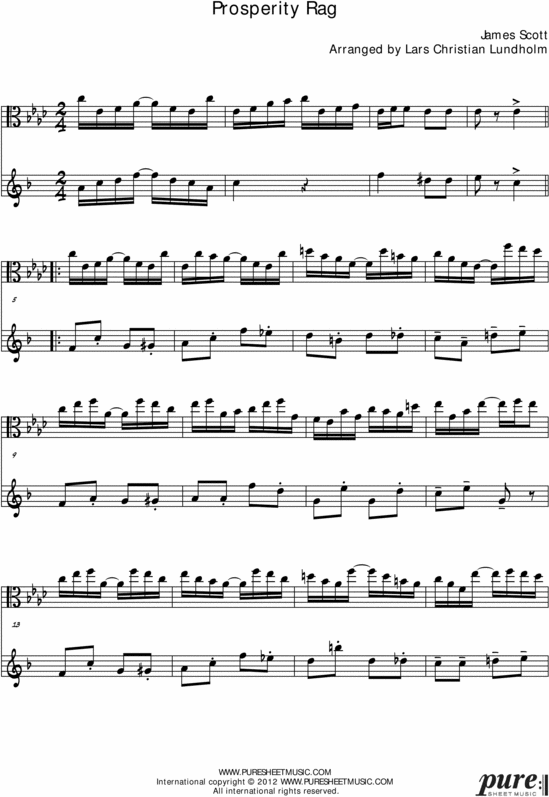 Product picture Prosperity Rag Pure Sheet Music Duet for Viola and Baritone Saxophone, Arranged by Lars Christian Lundholm