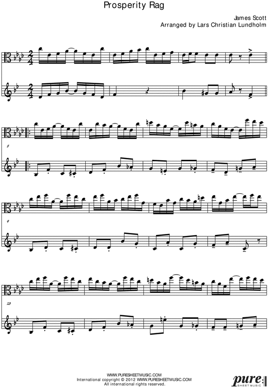 Product picture Prosperity Rag Pure Sheet Music Duet for Viola and Bb Instrument, Arranged by Lars Christian Lundholm