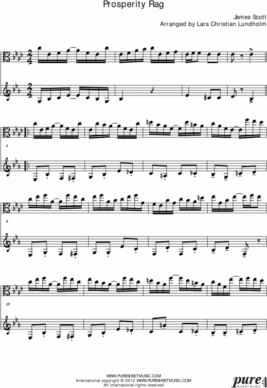 Product picture Prosperity Rag Pure Sheet Music Duet for Viola and F Instrument, Arranged by Lars Christian Lundholm