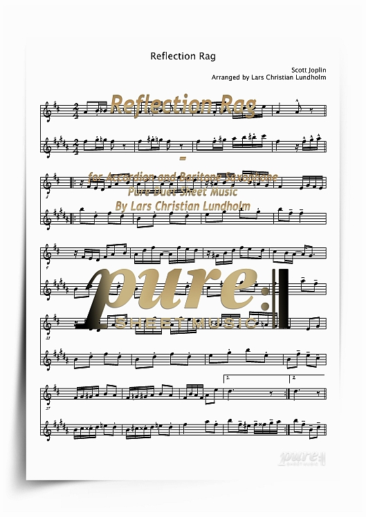 Product picture Reflection Rag for Accordion and Baritone Saxophone (PDF file), Pure Sheet Music arranged by Lars Christian Lundholm