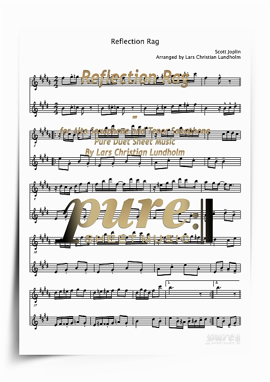 Product picture Reflection Rag for Alto Saxophone and Tenor Saxophone (PDF file), Pure Sheet Music arranged by Lars Christian Lundholm