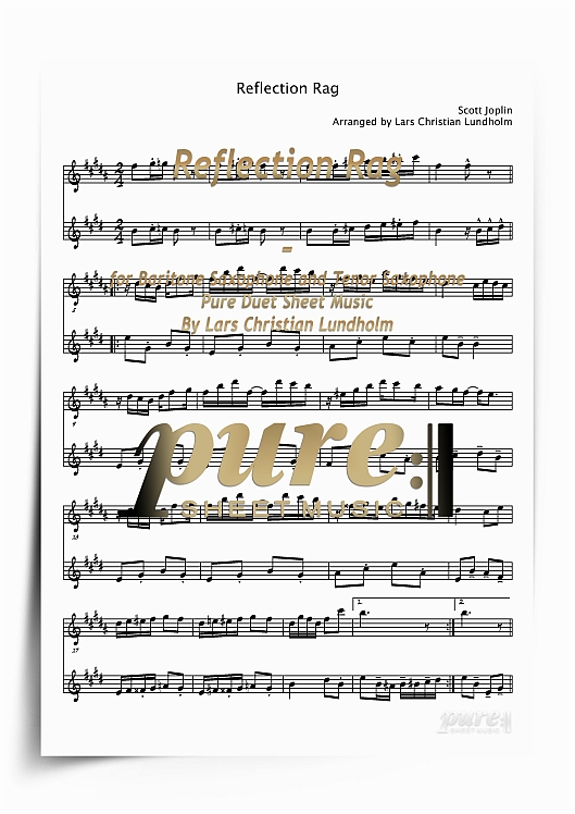 Product picture Reflection Rag for Baritone Saxophone and Tenor Saxophone (PDF file), Pure Sheet Music arranged by Lars Christian Lundholm
