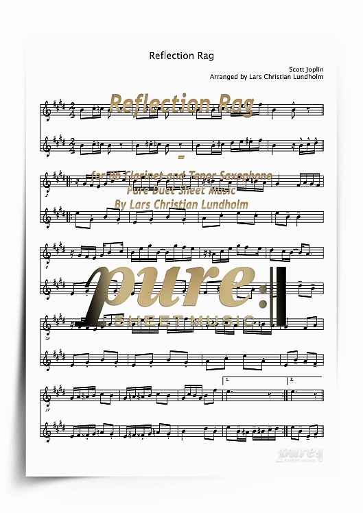 Product picture Reflection Rag for Bb Clarinet and Tenor Saxophone (PDF file), Pure Sheet Music arranged by Lars Christian Lundholm