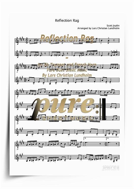Product picture Reflection Rag for Bb Trumpet and French Horn (PDF file), Pure Sheet Music arranged by Lars Christian Lundholm