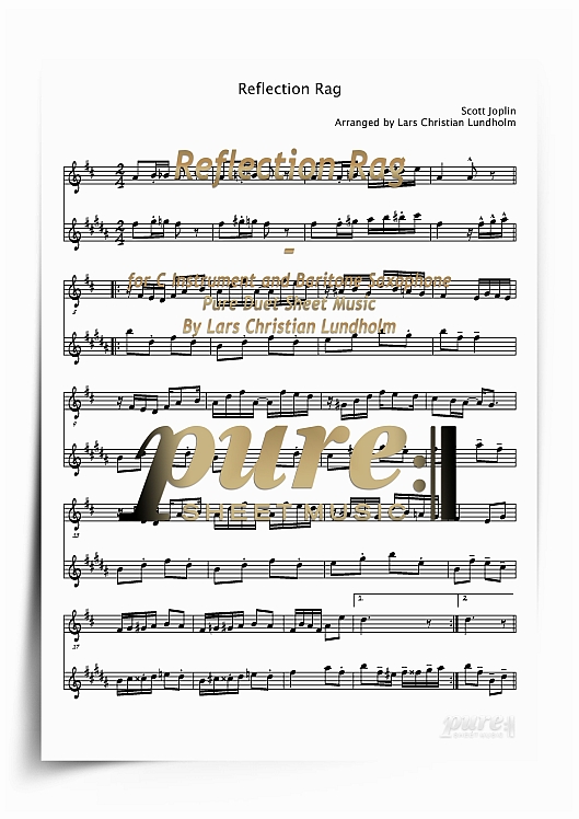 Product picture Reflection Rag for C Instrument and Baritone Saxophone (PDF file), Pure Sheet Music arranged by Lars Christian Lundholm