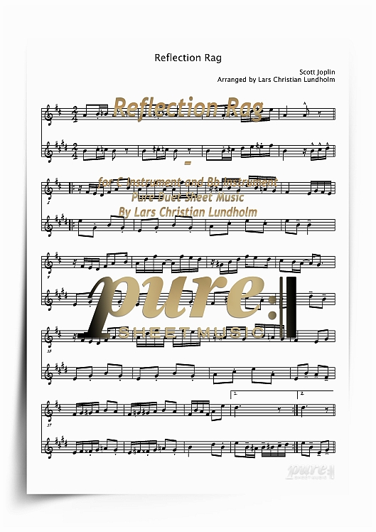 Product picture Reflection Rag for C Instrument and Bb Instrument (PDF file), Pure Sheet Music arranged by Lars Christian Lundholm