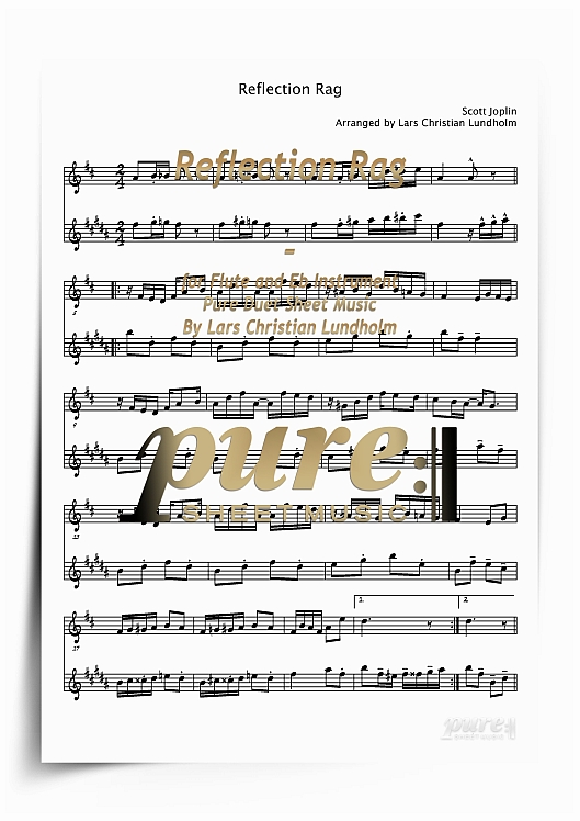 Product picture Reflection Rag for Flute and Eb Instrument (PDF file), Pure Sheet Music arranged by Lars Christian Lundholm