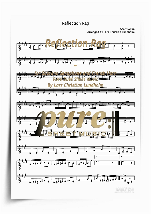 Product picture Reflection Rag for Soprano Saxophone and French Horn (PDF file), Pure Sheet Music arranged by Lars Christian Lundholm