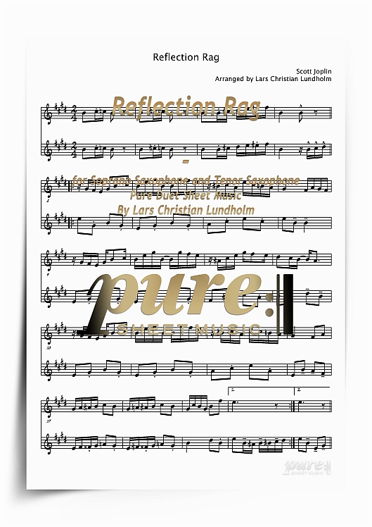 Product picture Reflection Rag for Soprano Saxophone and Tenor Saxophone (PDF file), Pure Sheet Music arranged by Lars Christian Lundholm
