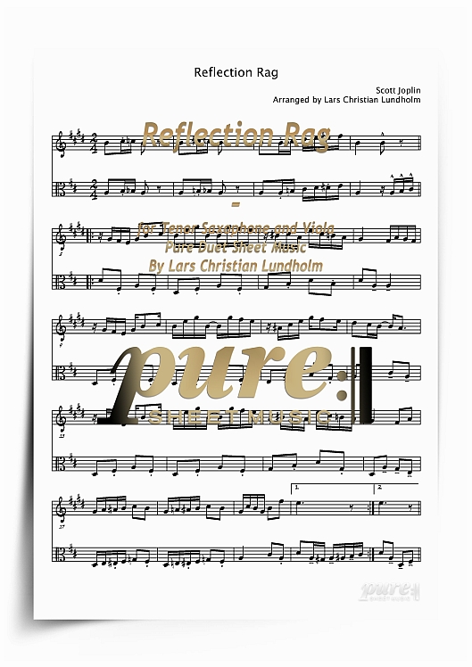 Product picture Reflection Rag for Tenor Saxophone and Viola (PDF file), Pure Sheet Music arranged by Lars Christian Lundholm
